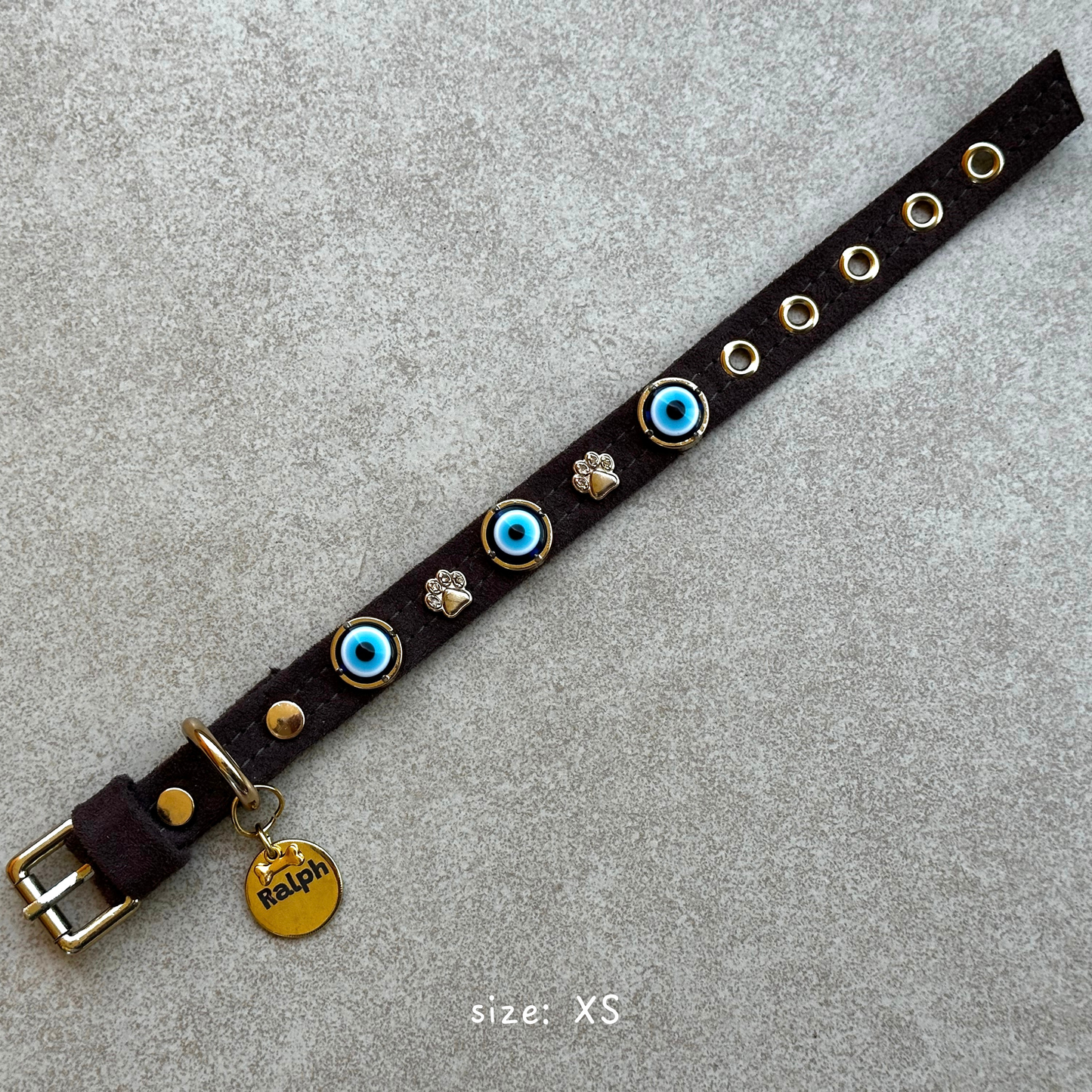 Suede Evil Eye Dog Collar | Dark Chocolate 🌰 PAW LONDON
