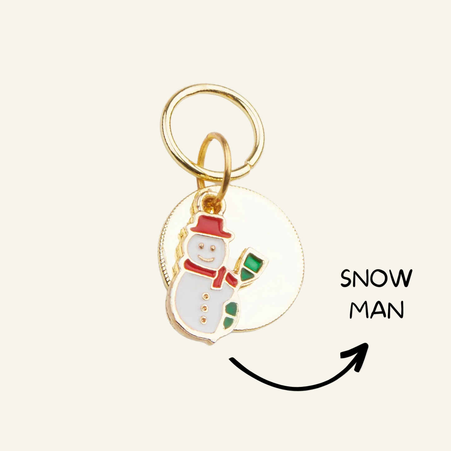 Christmas Dog ID Tag with Snowman Charm | Customizable Shapes & Free Engraving - PAW LONDON