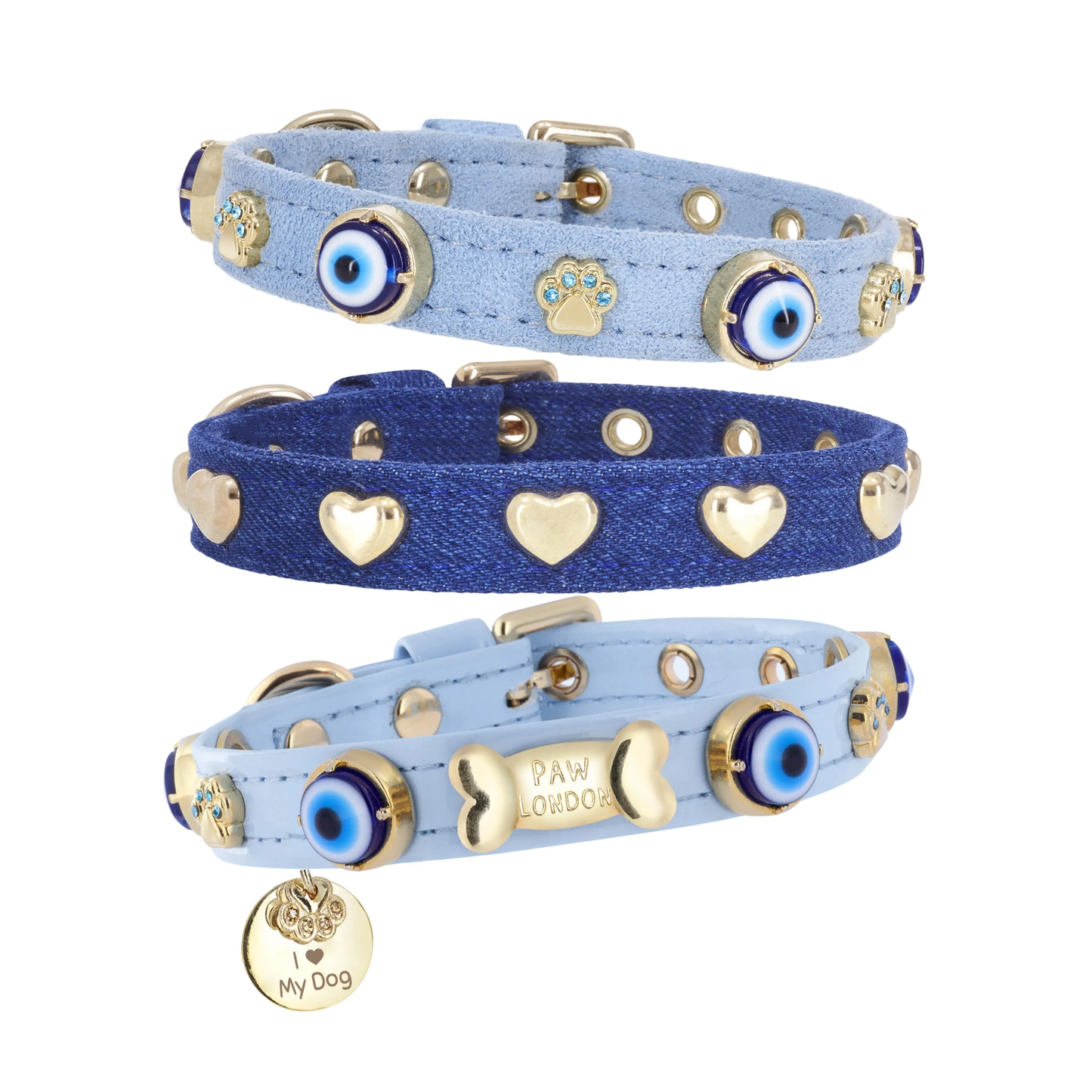 Evil Eye Dog Collar Baby Blue 🧿 PAW LONDON