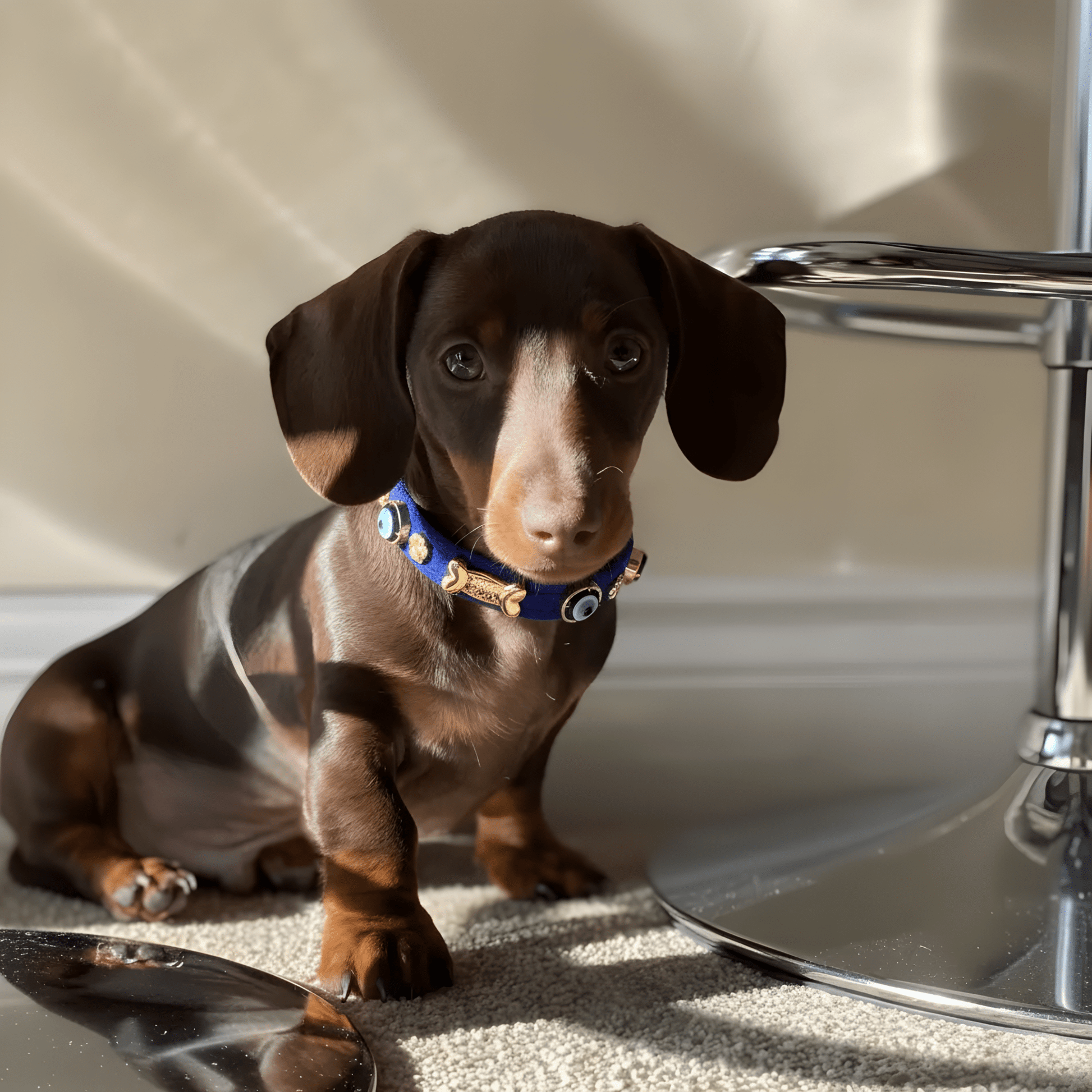 Suede Evil Eye Dog Collar | Royal Blue ๐ - PAW LONDON