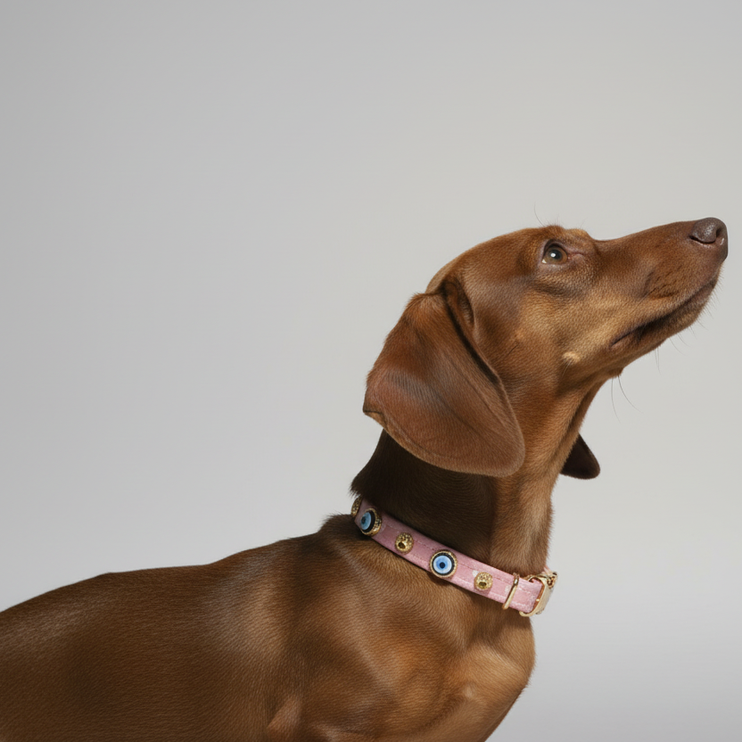 Suede Evil Eye Dog Collar | Sugar Pink 🦄