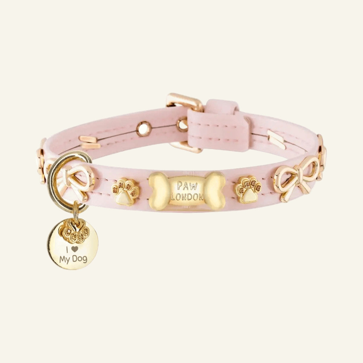 Hundehalsband mit Schleife und Knochen | Rosa 🎀
