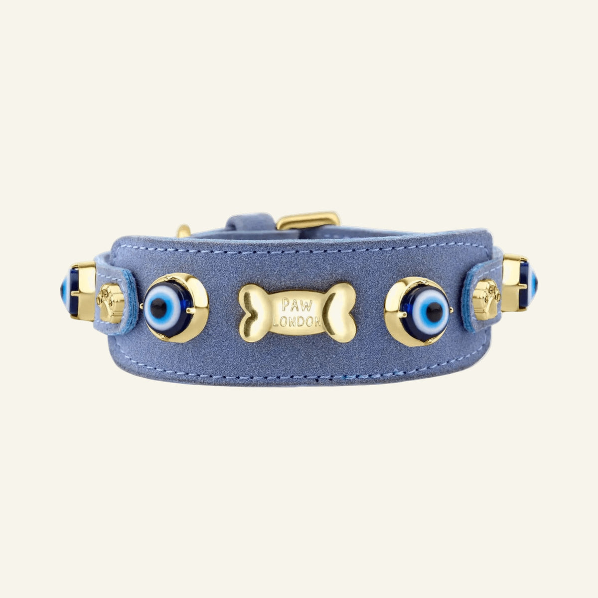 Wildleder Evil Eye Greyhounds Hundehalsband | Babyblau ⚜️