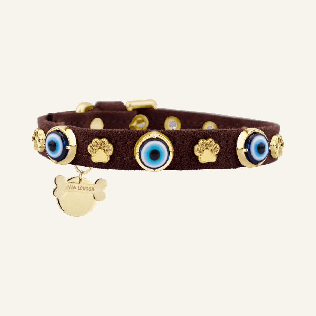 Hunde-Halsband „Evil Eye“ aus Wildleder | Bittere Schokolade 🍫