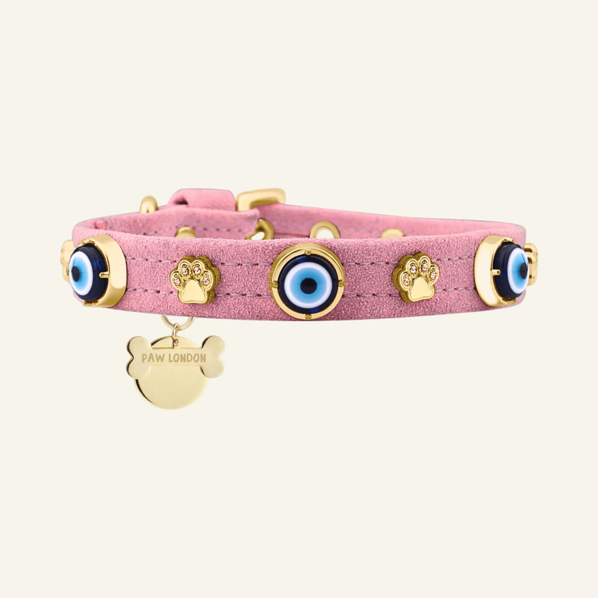 Wildleder-Hundehalsband mit bösem Blick | Zuckerrosa 🦄