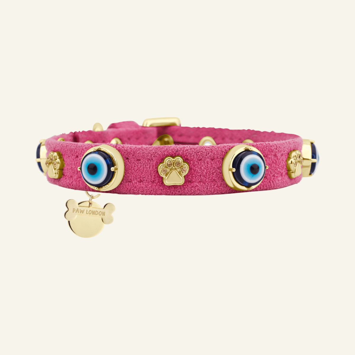 Wildleder-Hundehalsband mit bösem Blick | Zuckerrosa 🦄