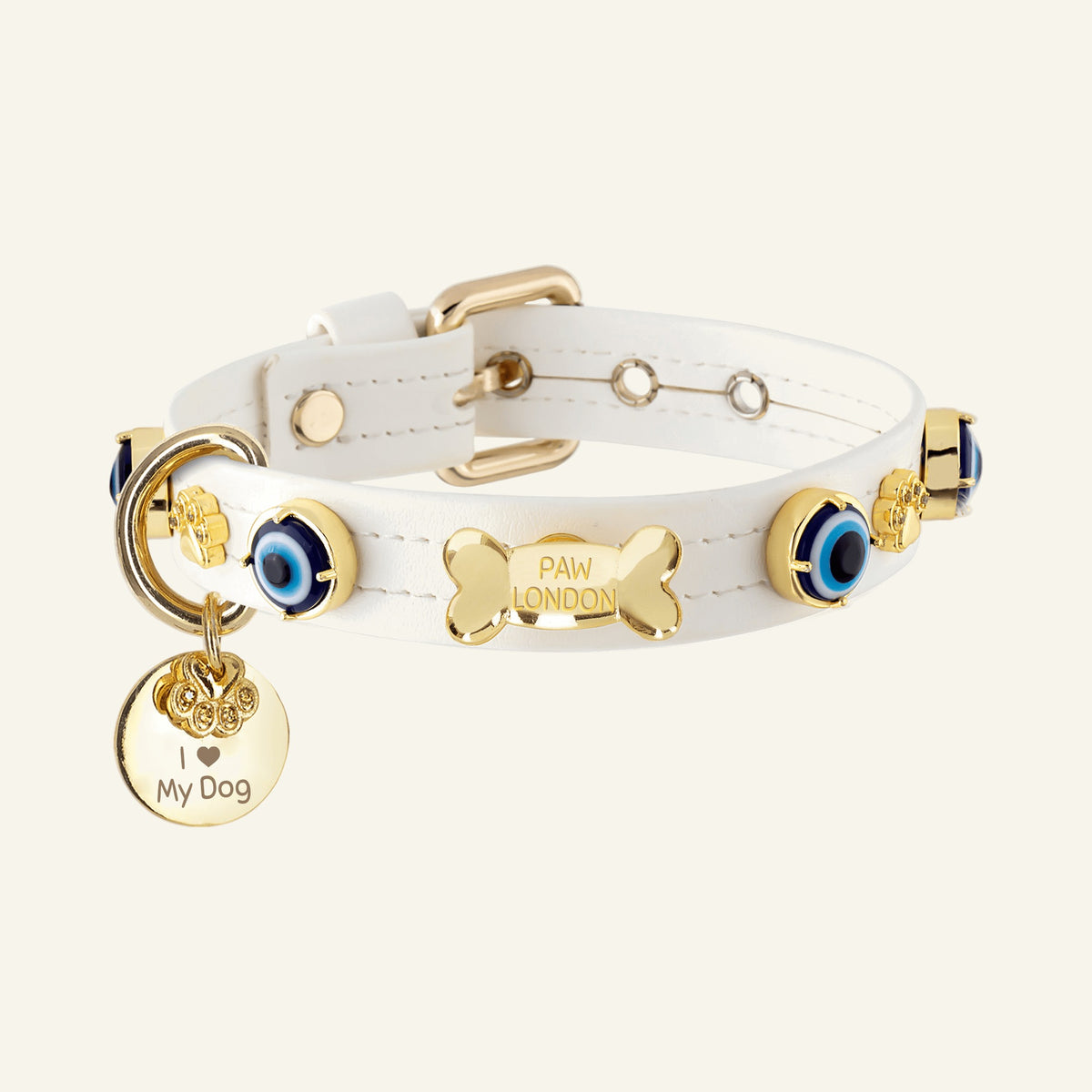 Schwarzes Hundehalsband mit bösem Blick 🧿