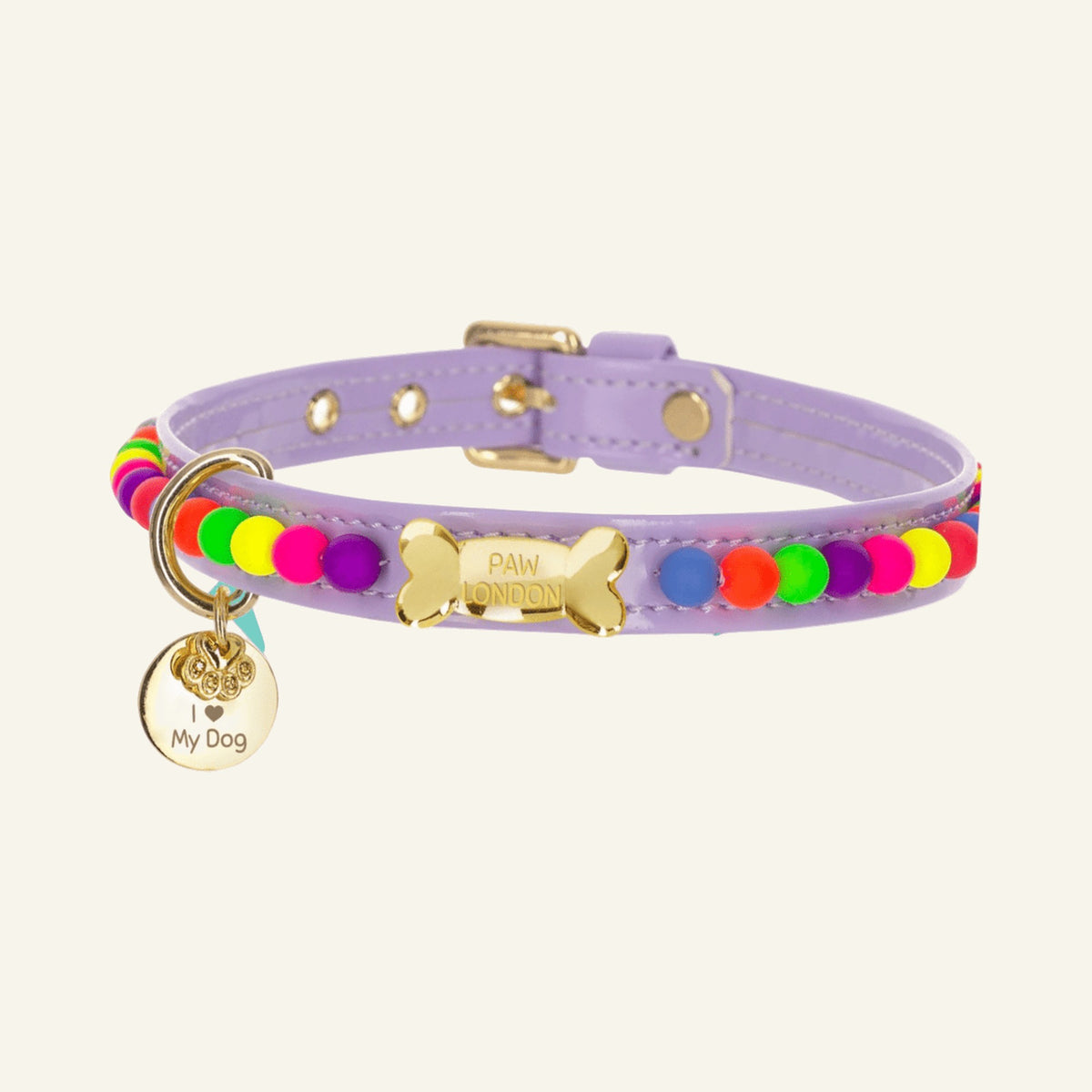 Hundehalsband mit Schleife und Knochen | Creme 🎀