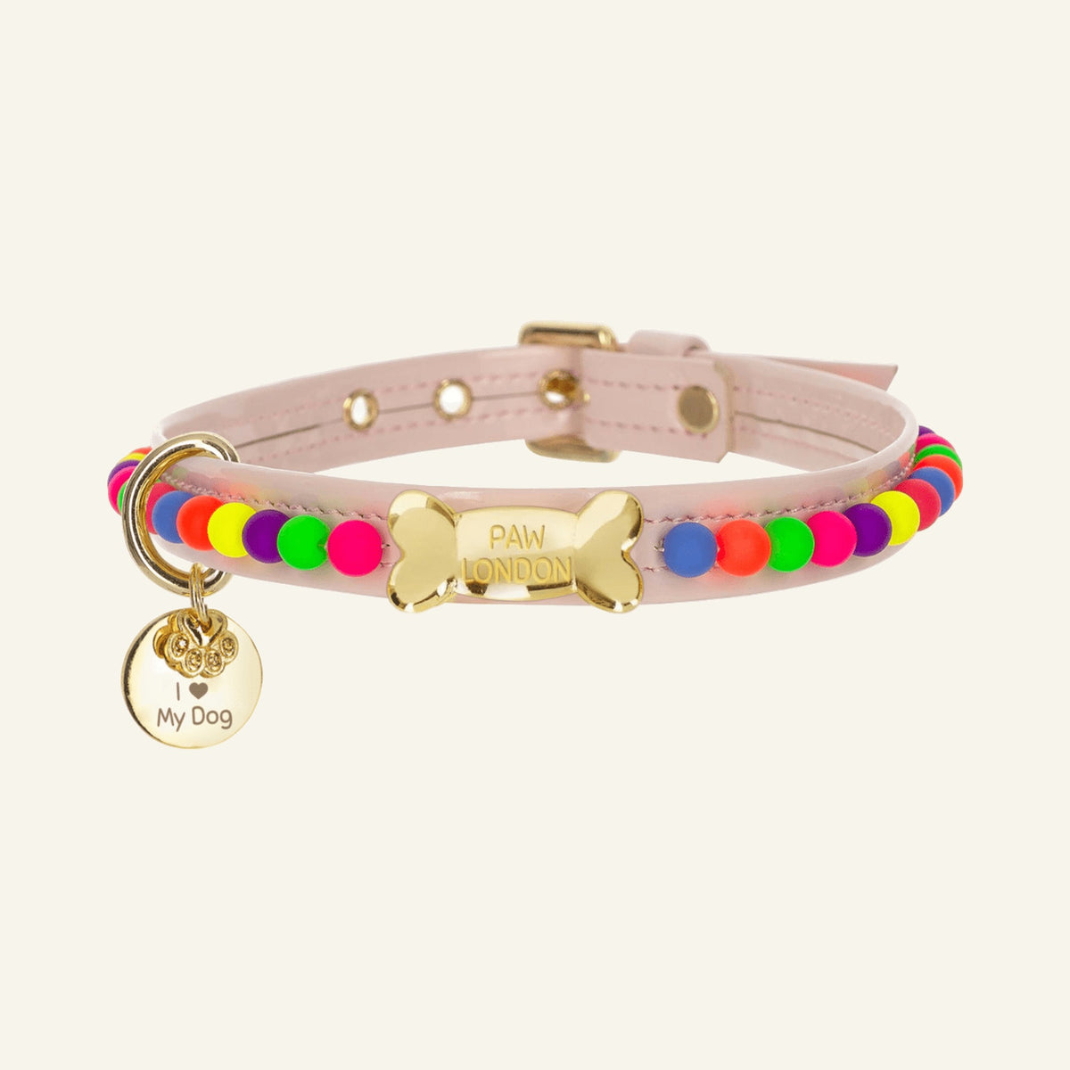 Hundehalsband mit Schleife und Knochen | Creme 🎀