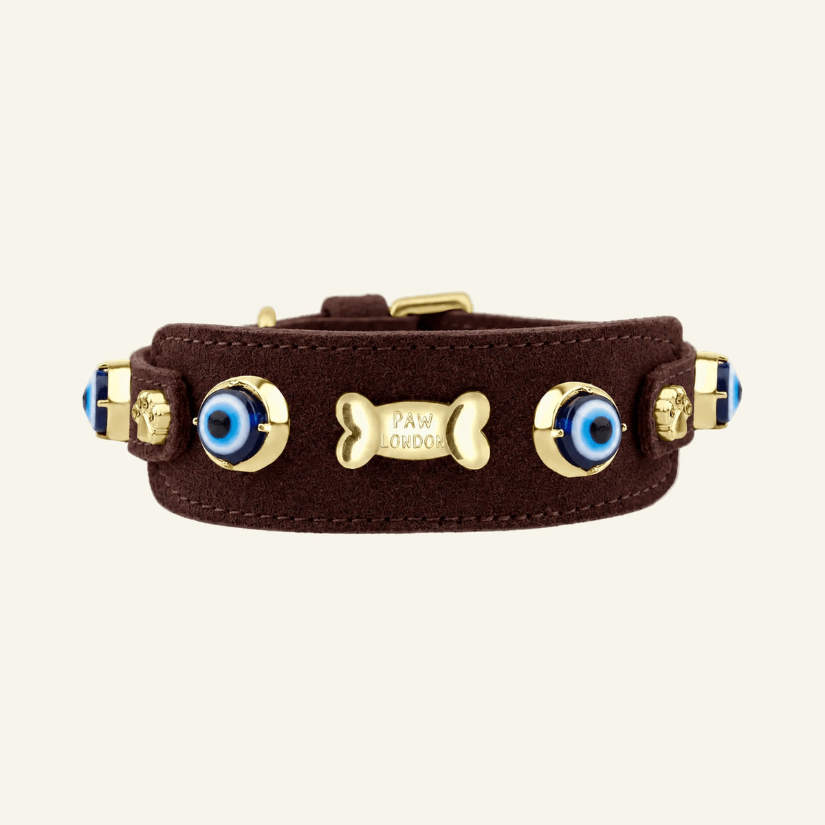 Collier pour chien Greyhound en suède avec œil maléfique | Cannelle ⚜️