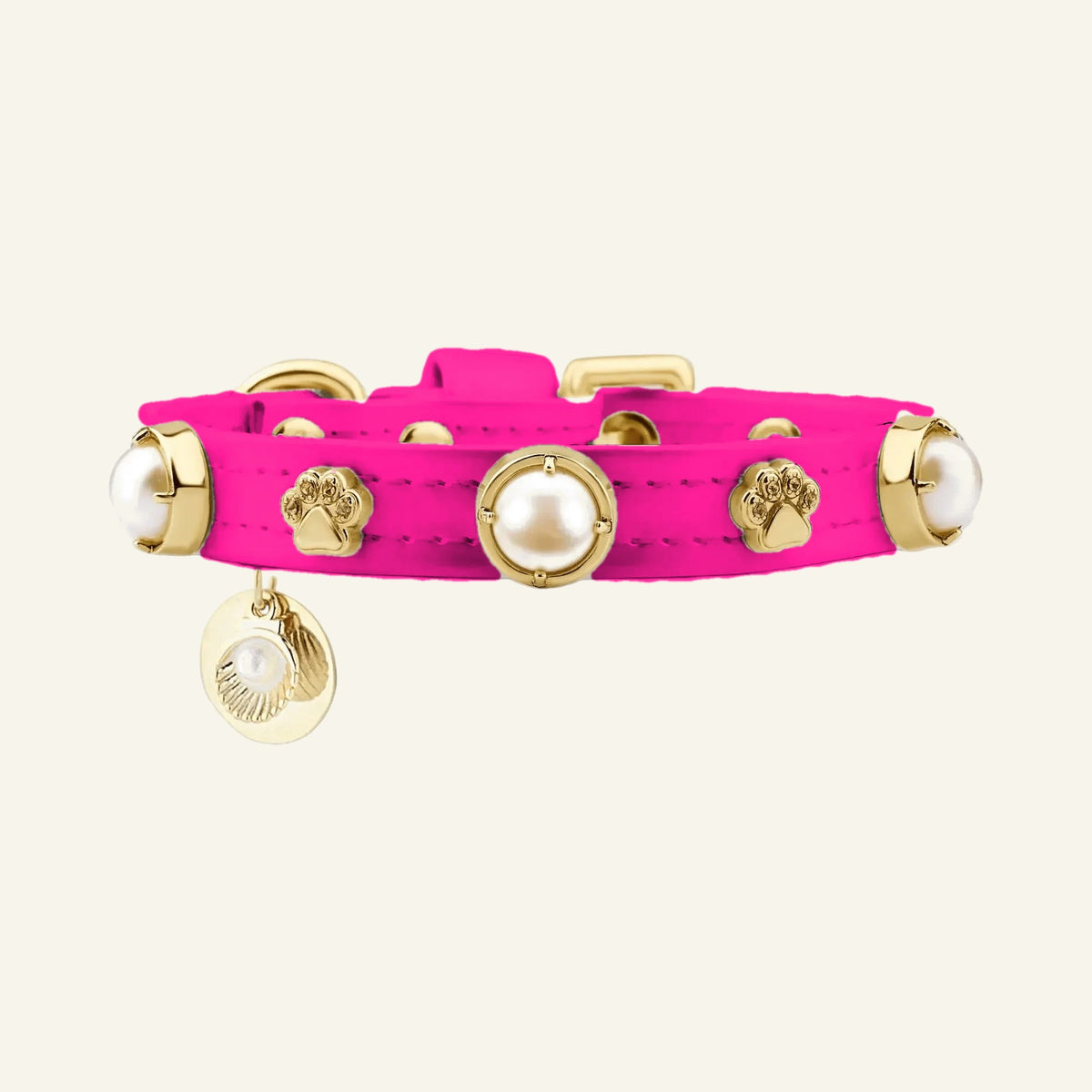 Shelly Pearl Dog Collar | Hot Pink