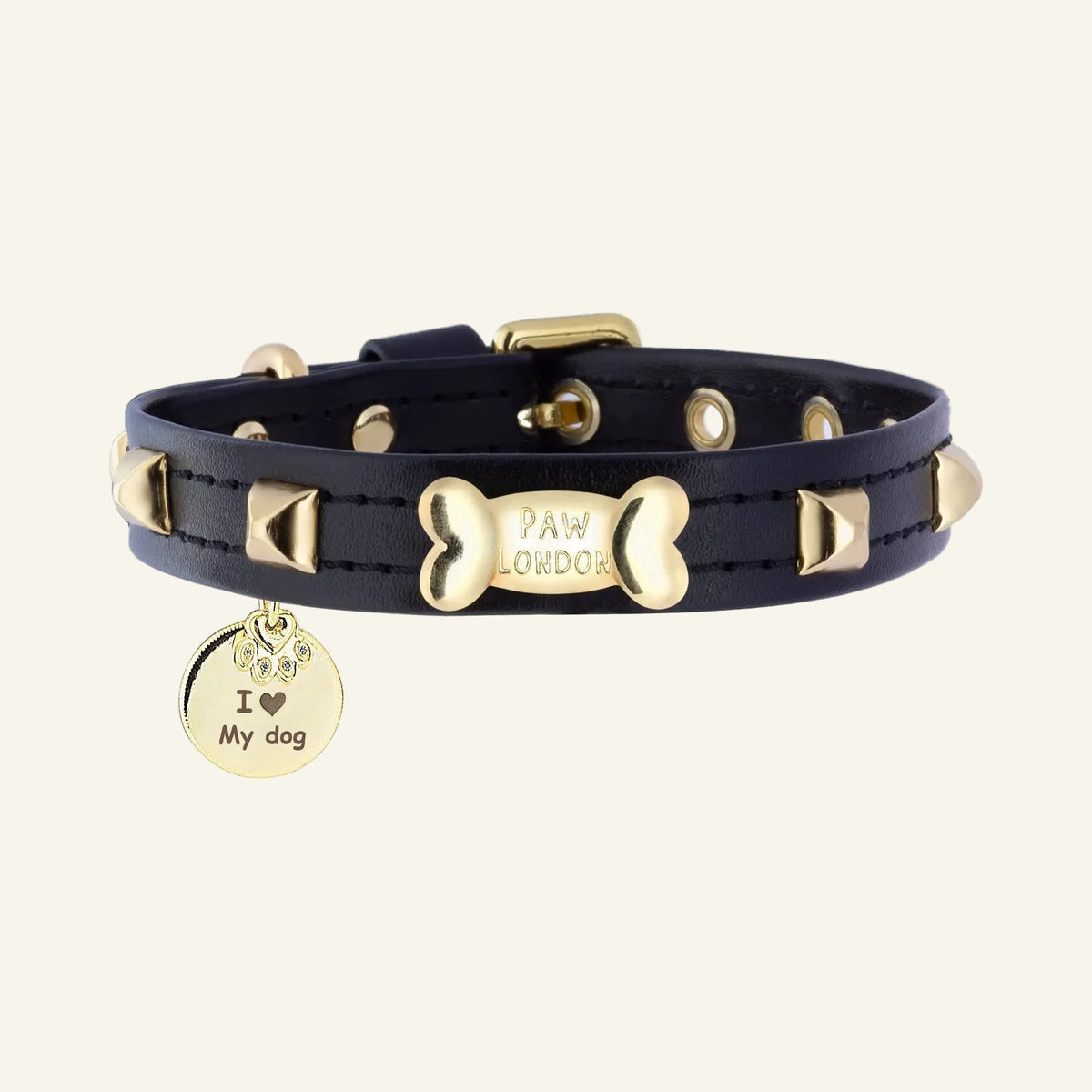 Pawlentino Rockstud Hundehalsband | Schwarz 🪨