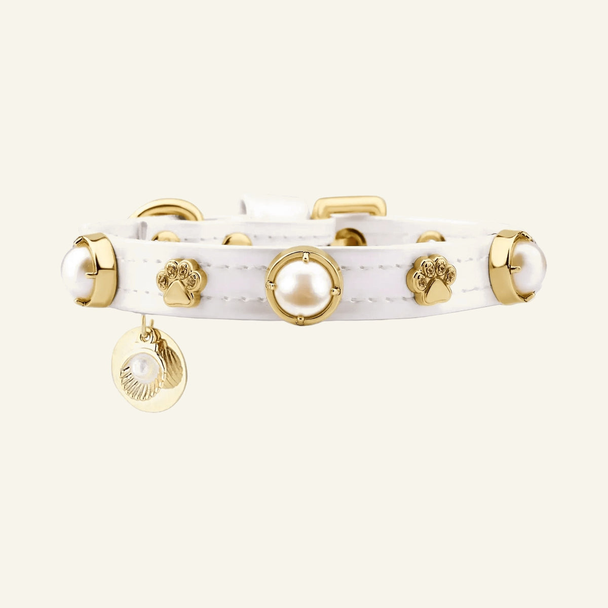 Shelly Pearl Dog Collar | White