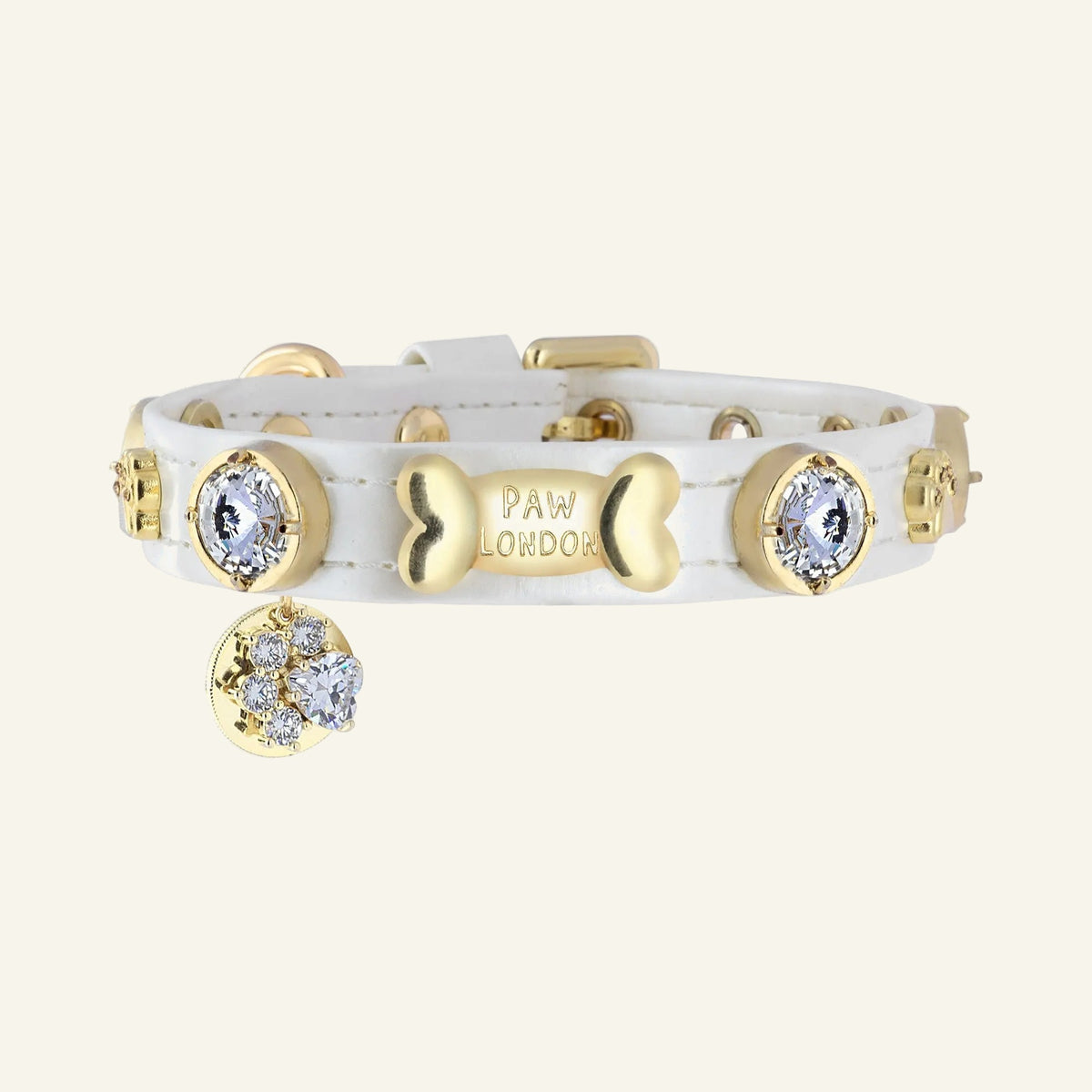 Lily Swarovski® Hochglanzweißes Hundehalsband 💎