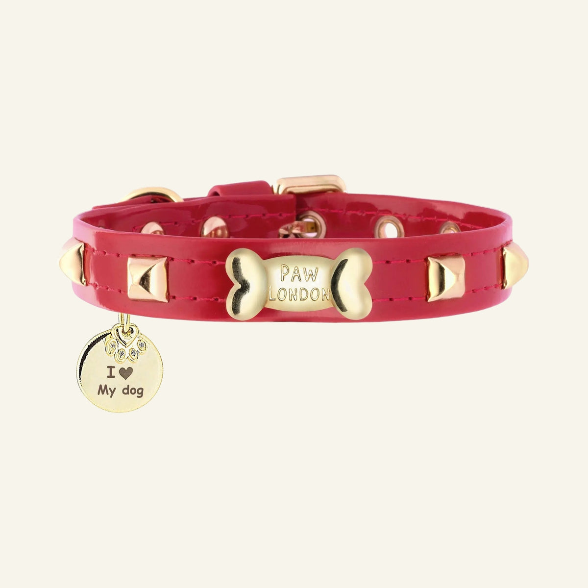 Pawlentino Rockstud Hundehalsband | Rot 🪨