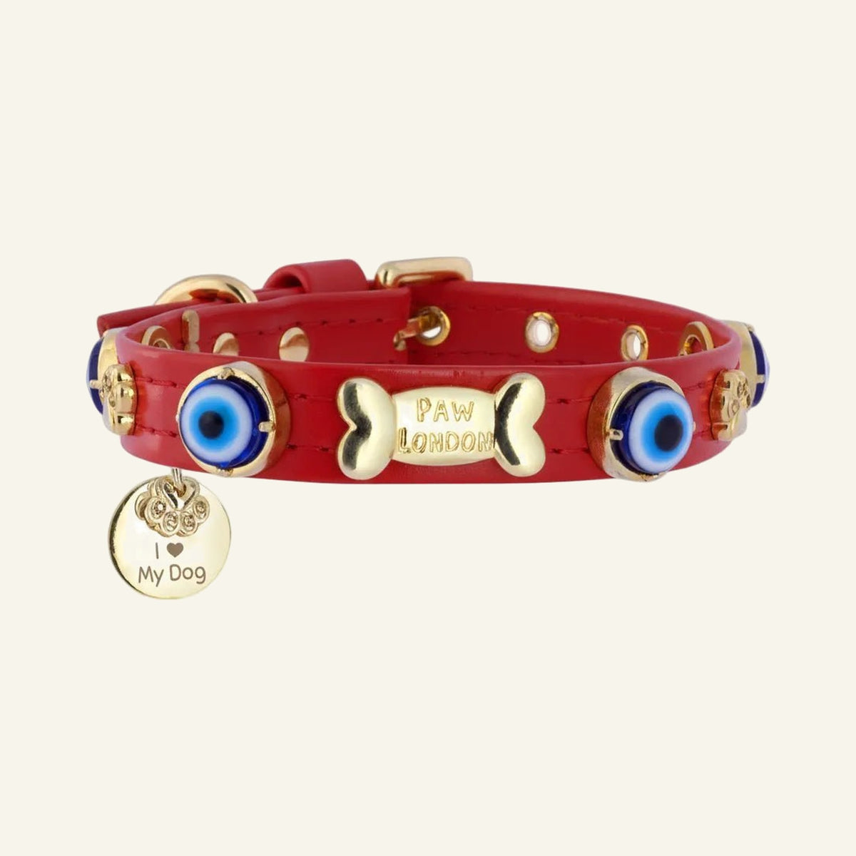 Halsband mit Bösem-Blick-Symbol für Hunde, Rot 🪬.