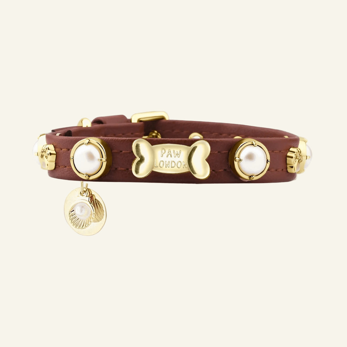Shelly Pearl Dog Collar | Brown