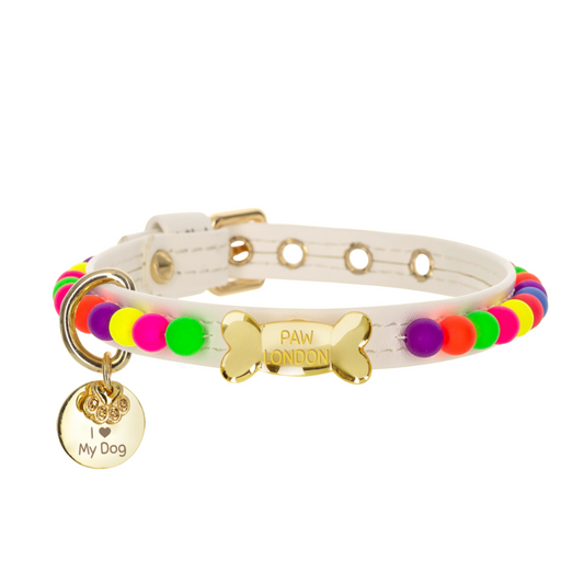 Bonibon Dog Collar | White 🎈 PAW LONDON