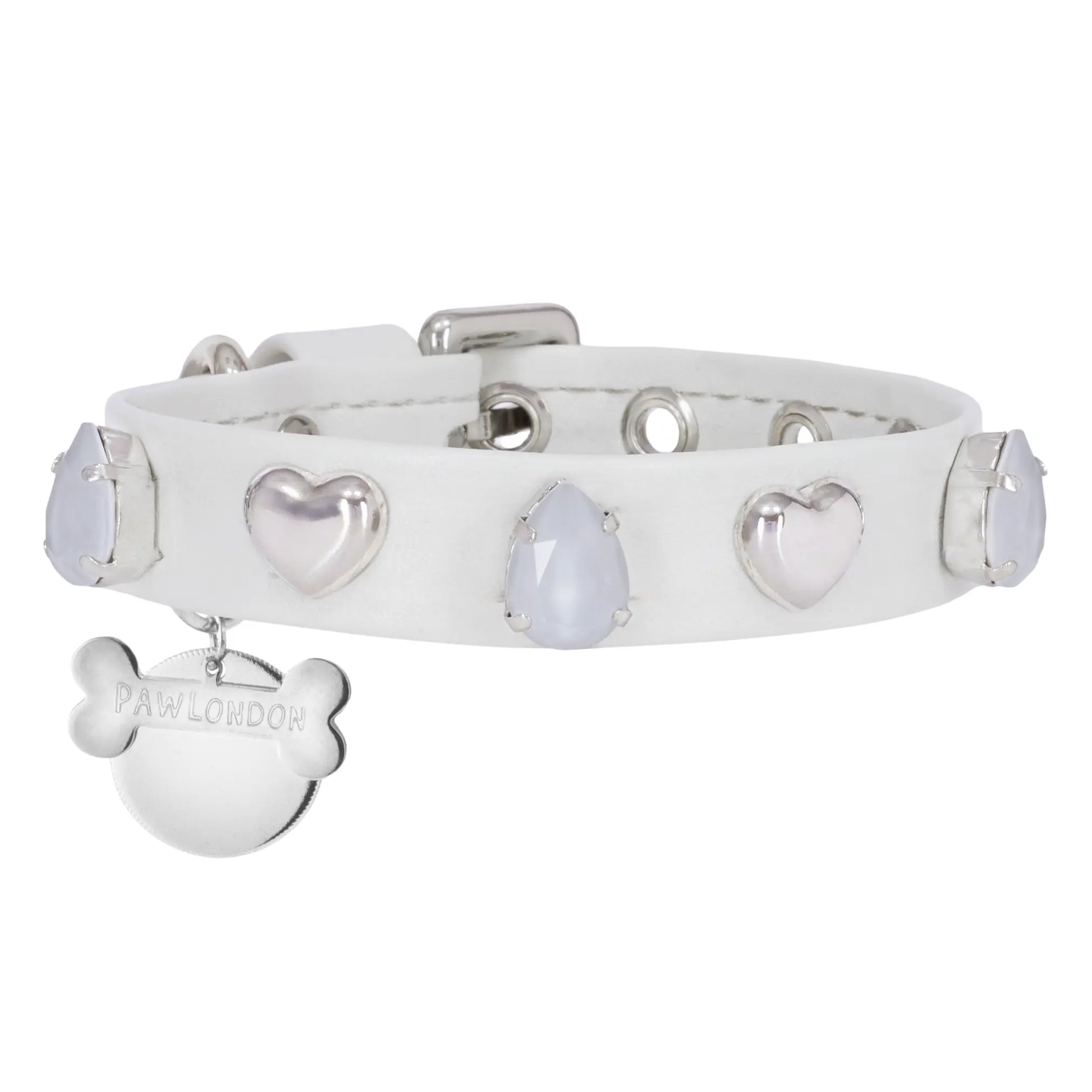 Bianca White Swarovski Dog Collar PAW LONDON