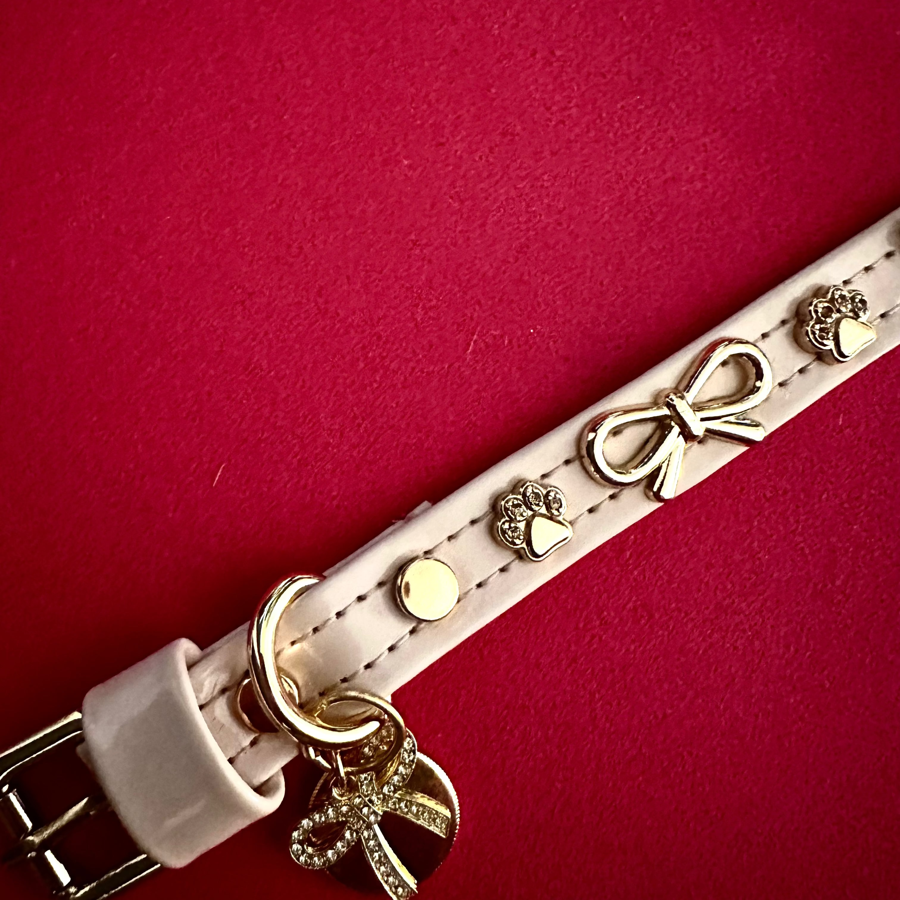 Bow Bone Dog Collar | Pink 🎀 PAW LONDON