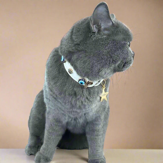 Evil Eye Cat Collar | White 🧿 PAW LONDON