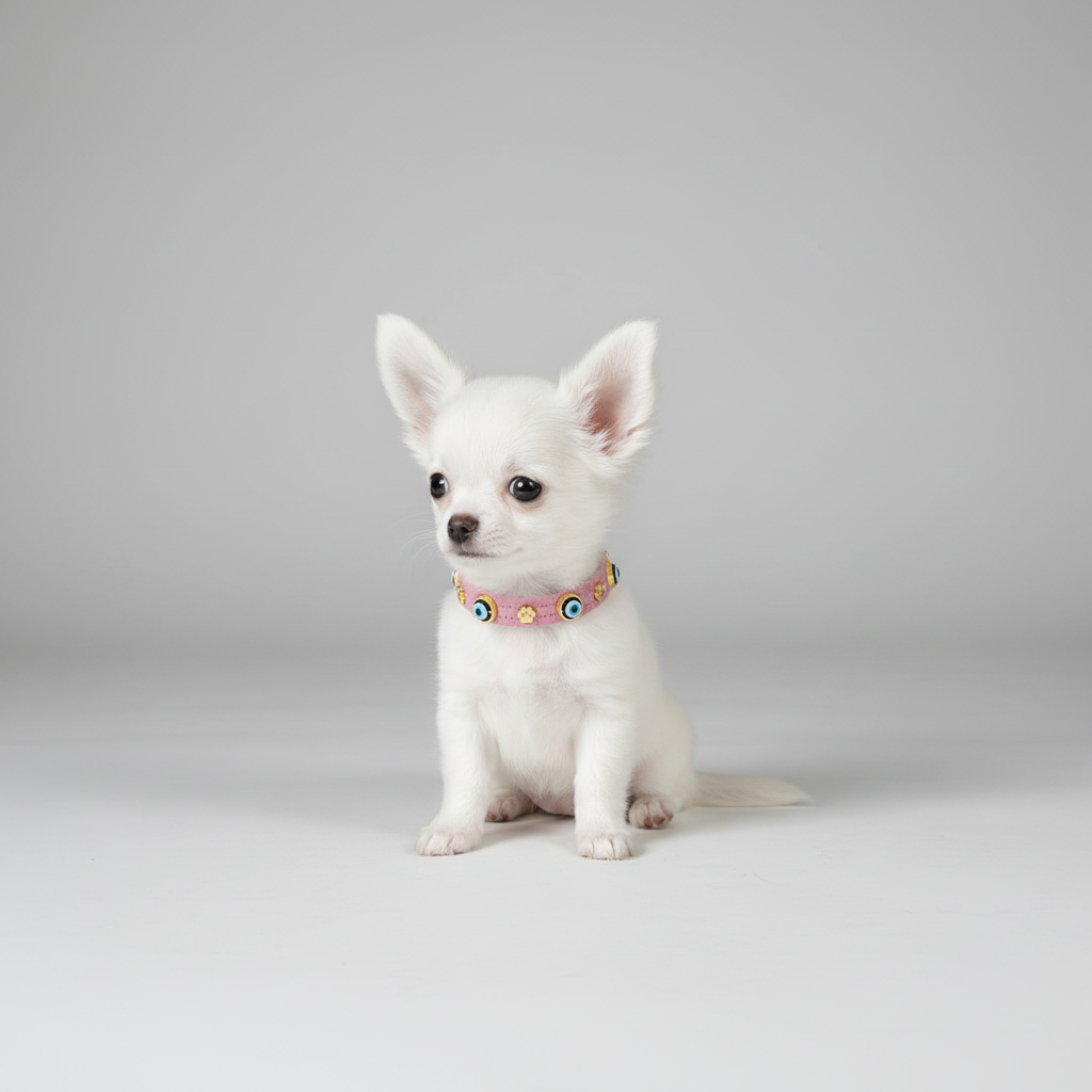 Suede Evil Eye Dog Collar | Sugar Pink