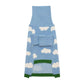 a blue sweater with clouds on it