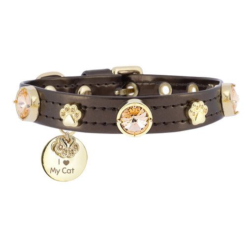 Espresso Swarovski Brown Cat Collar PAW LONDON