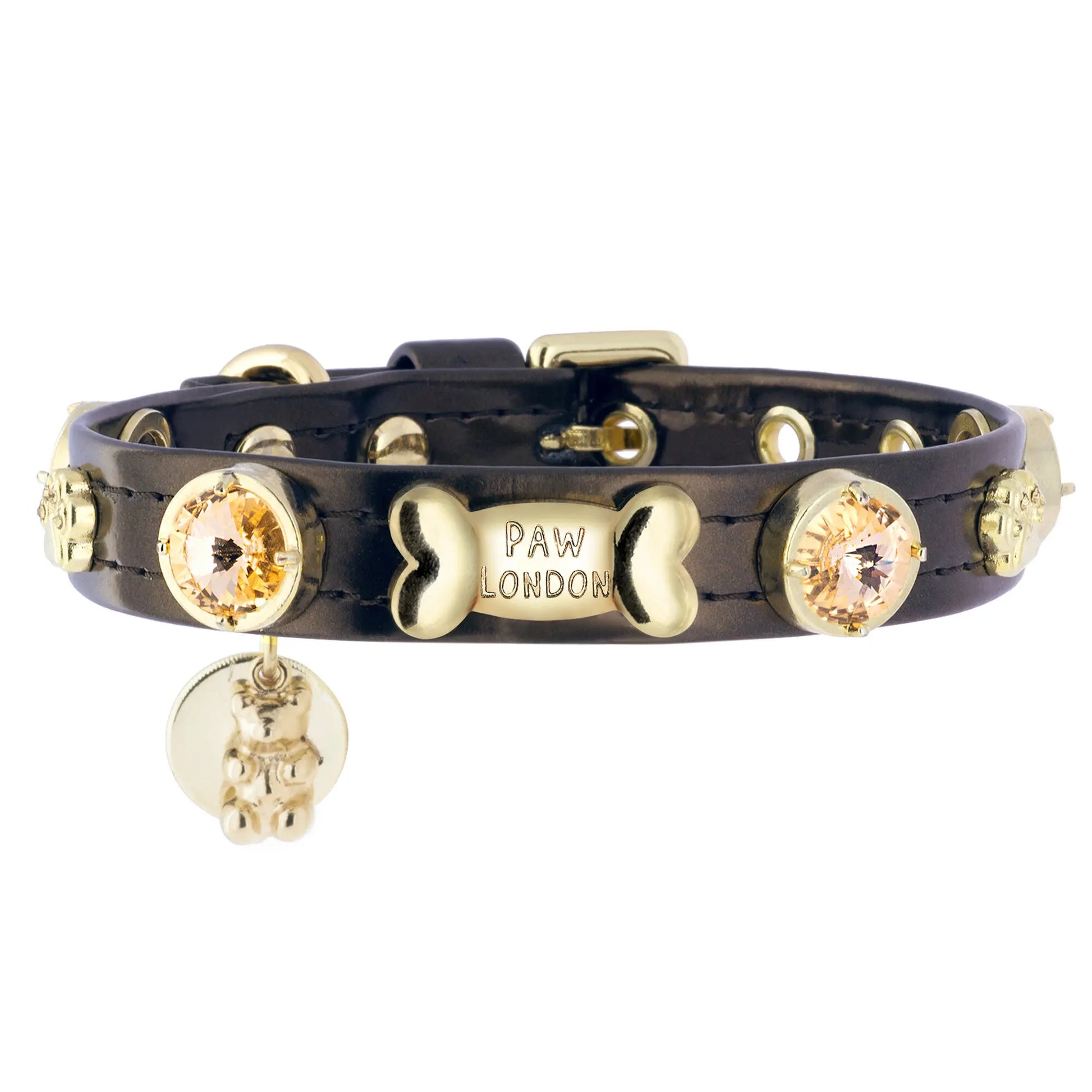 Espresso Swarovski Brown Dog Collar PAW LONDON