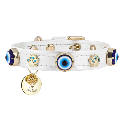 Evil Eye Cat Collar White PAW LONDON