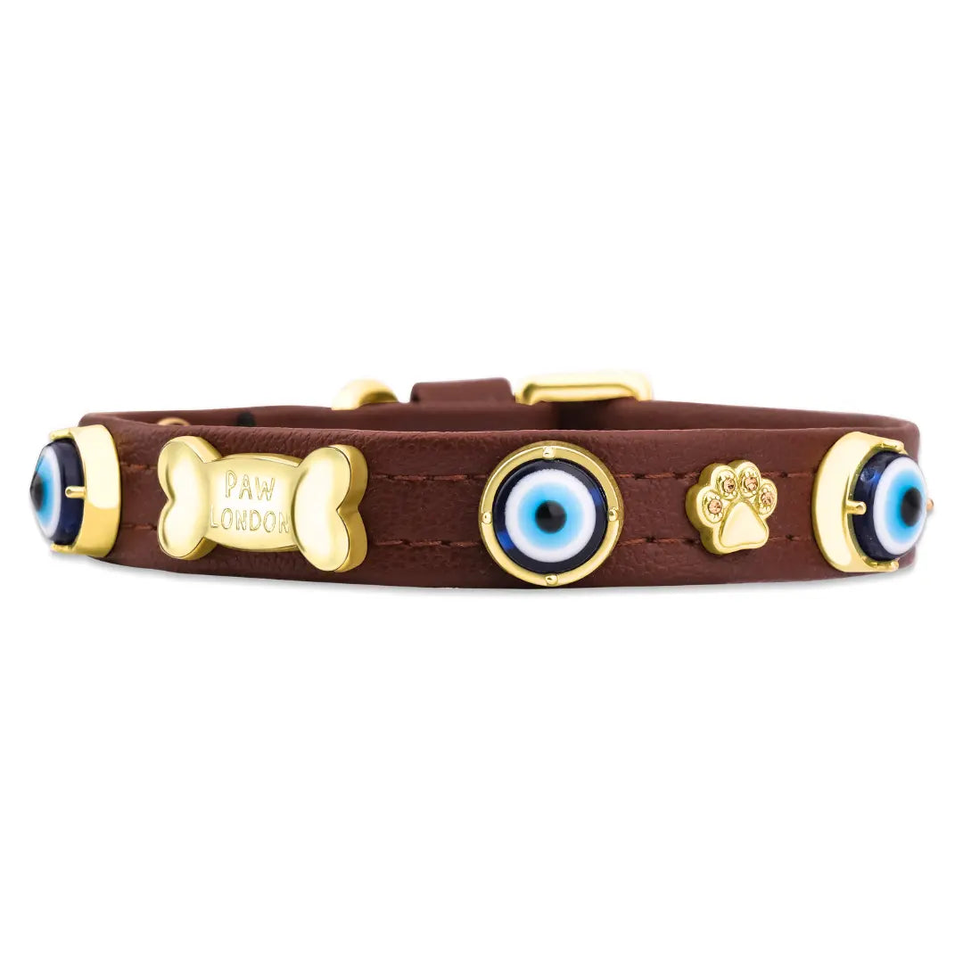 Evil Eye Dog Collar Chocolate 🧿 - PAW LONDON