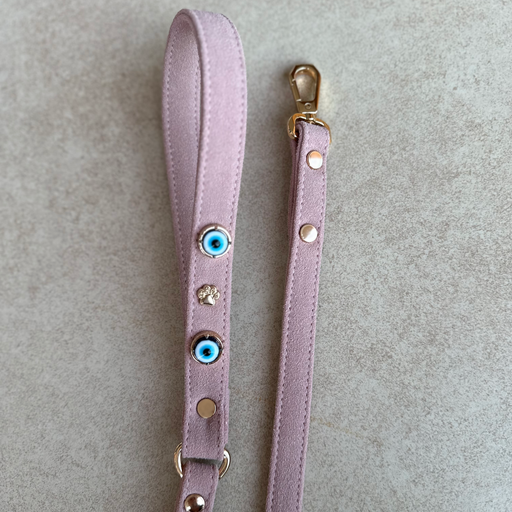 Suede Evil Eye Dog Lead | Pink 🧿 * PAW LONDON