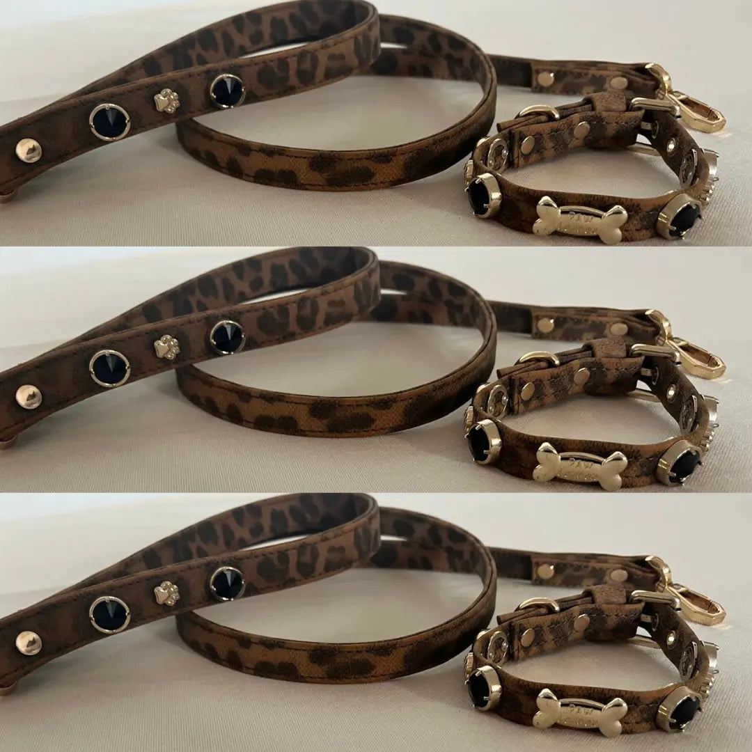 Leopard Black Swarovski Dog Collar 💎 PAW LONDON