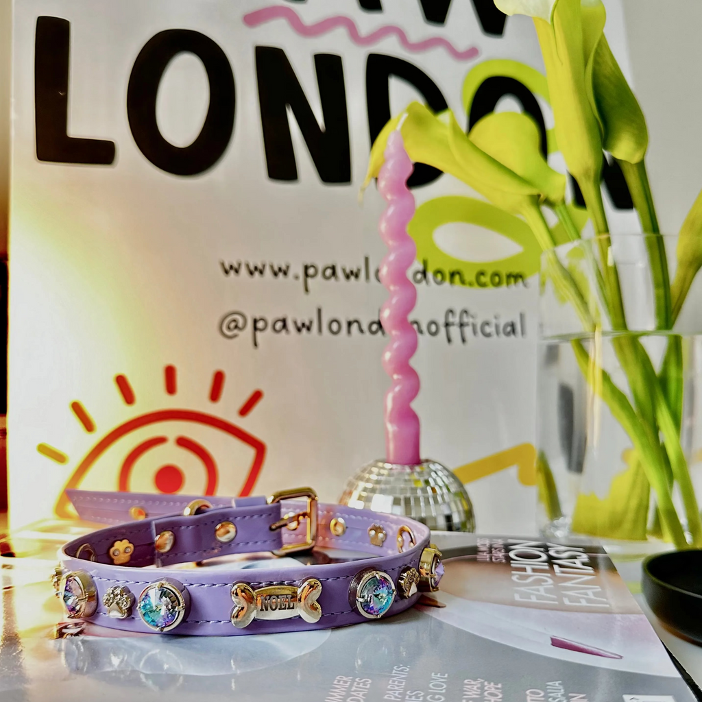 Paradise Shine Swarovski Lilac Dog Collar 💎 PAW LONDON
