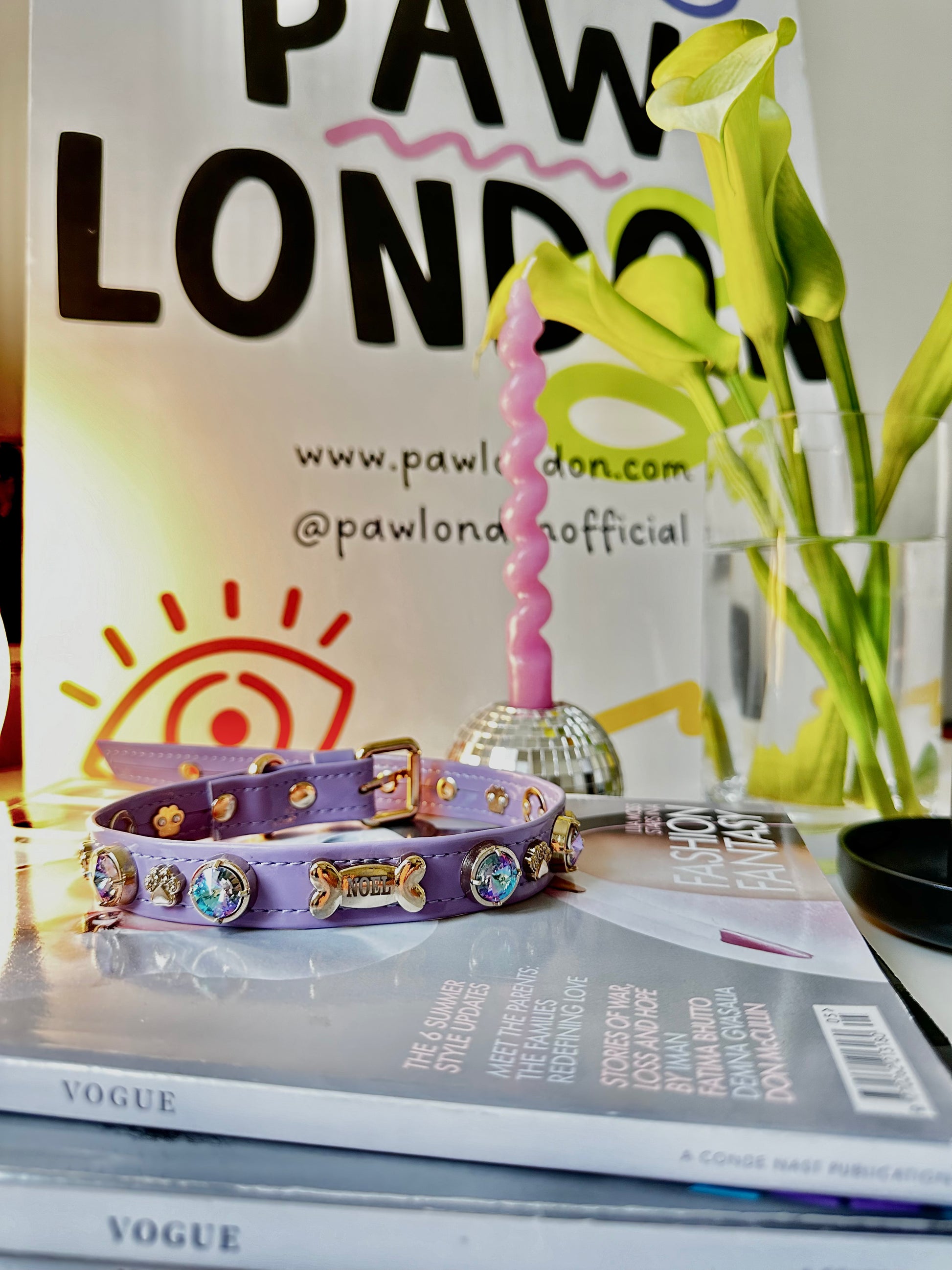 Paradise Shine Swarovski Lilac Dog Collar 💎 PAW LONDON