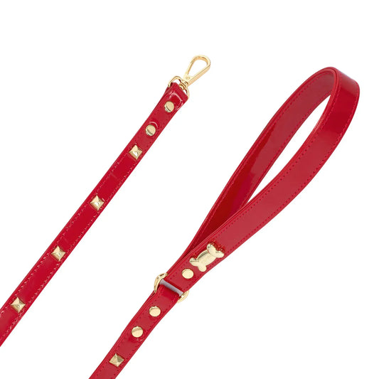 Pawlentino Rockstud Red Dog Lead PAW LONDON