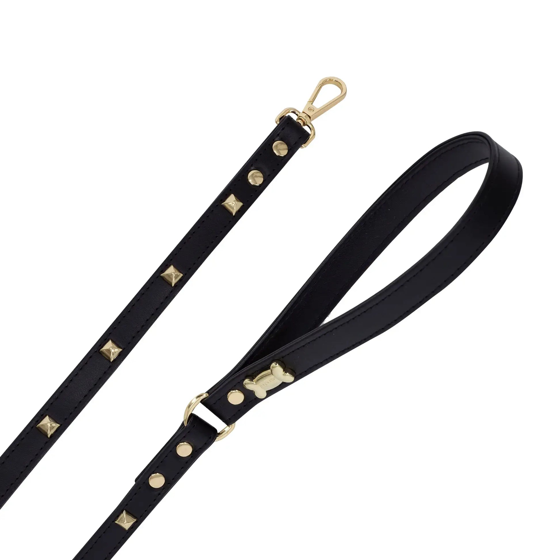 Pawlentino Rockstud Black Dog Lead PAW LONDON