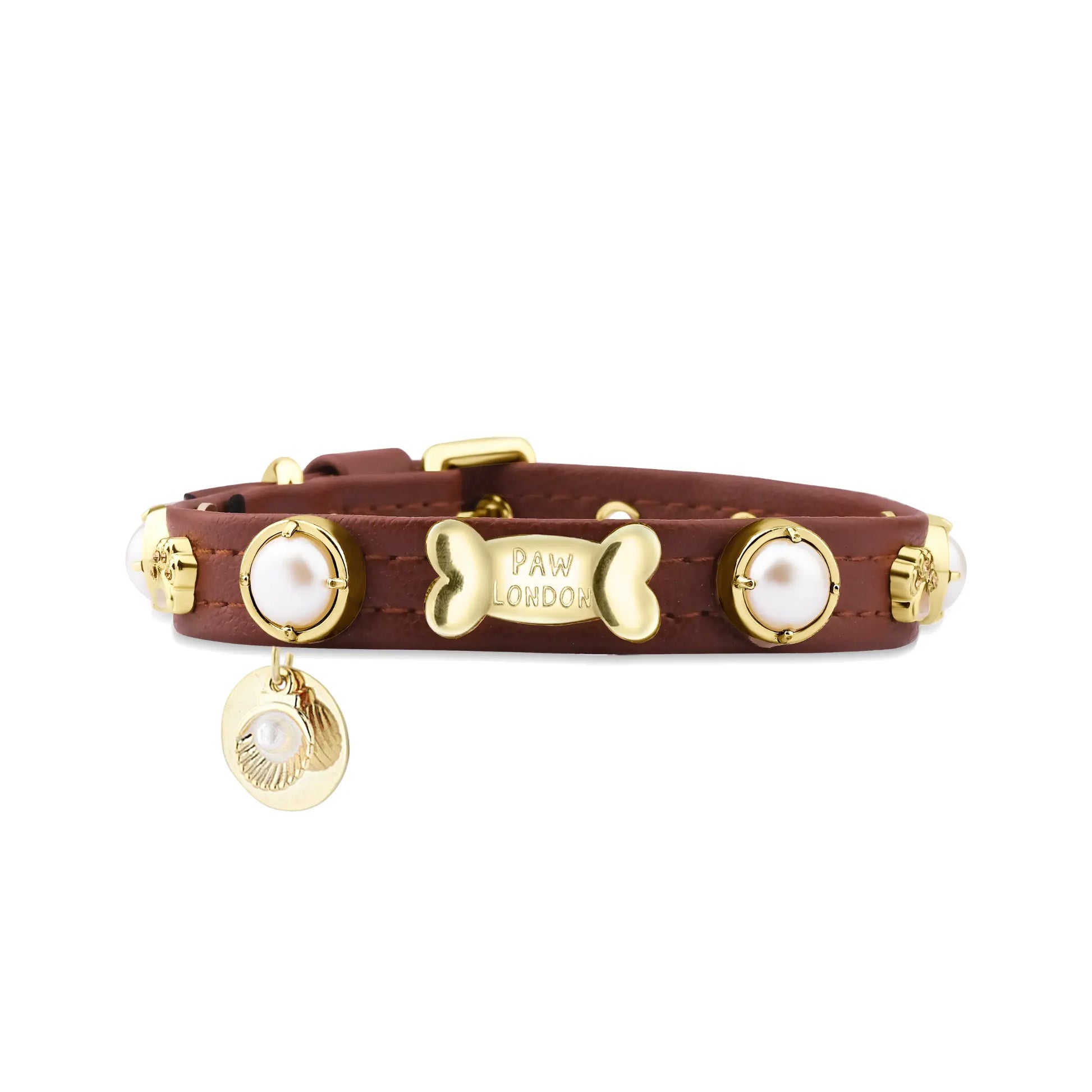 Tugrully Pearl Brown Dog Collar PAW LONDON