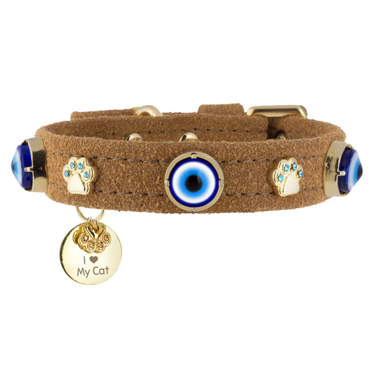 Evil Eye Cat Collar Suede PAW LONDON