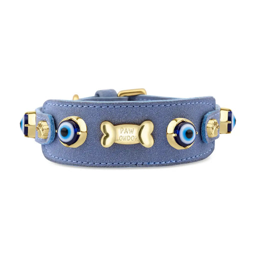 Suede Evil Eye Dog Collar | Azure Blue ⚜️ (Copy) PAW LONDON