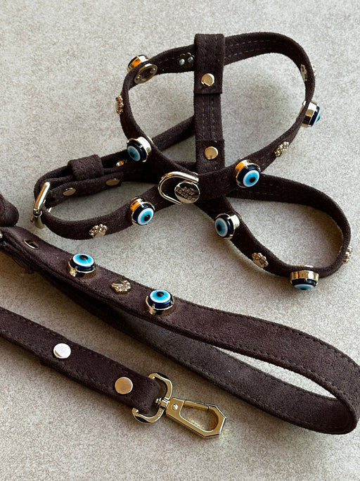 Suede Evil Eye Dog Harness | Bitter 🧿 PAW LONDON