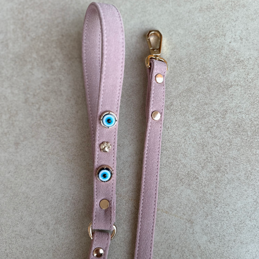 Suede Evil Eye Dog Lead | Pink 🧿 PAW LONDON