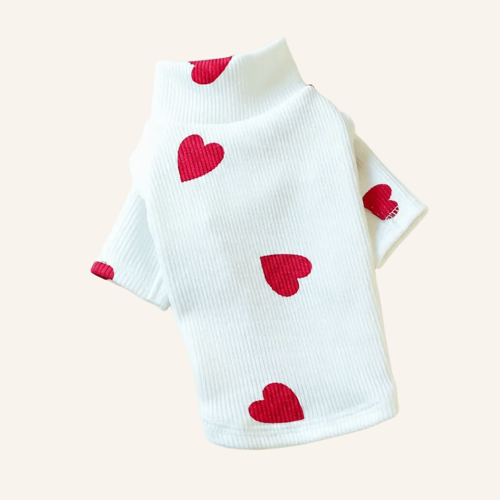 All over Heart Sweat Dog Tee | White ❤️‍🔥 - PAW LONDON