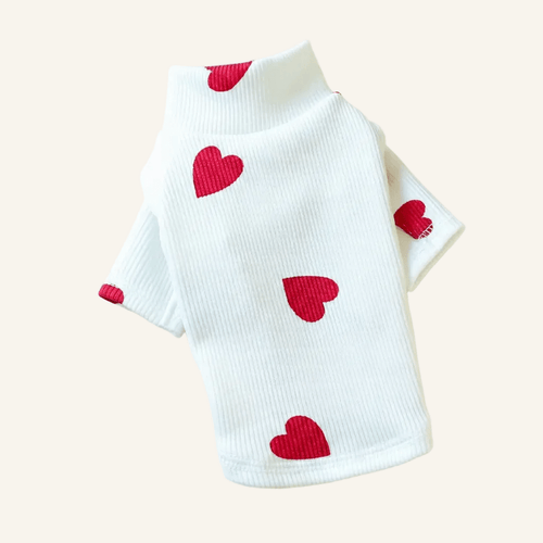 All over Heart Sweat Dog Tee | White ❤️‍🔥 - PAW LONDON