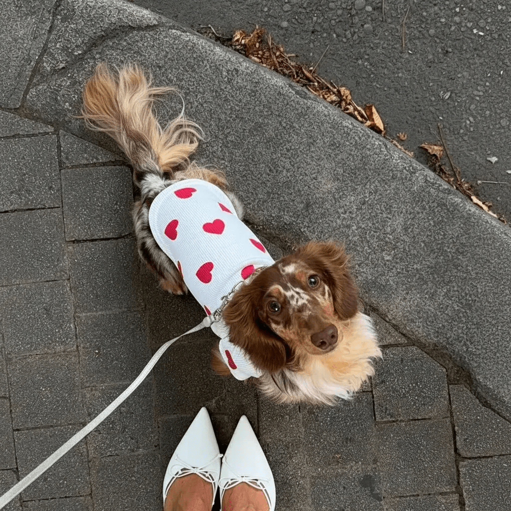 All over Heart Sweat Dog Tee | White ❤️‍🔥 - PAW LONDON
