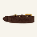 Basic Light dog collar in Chocolate suede-textured vegan leather