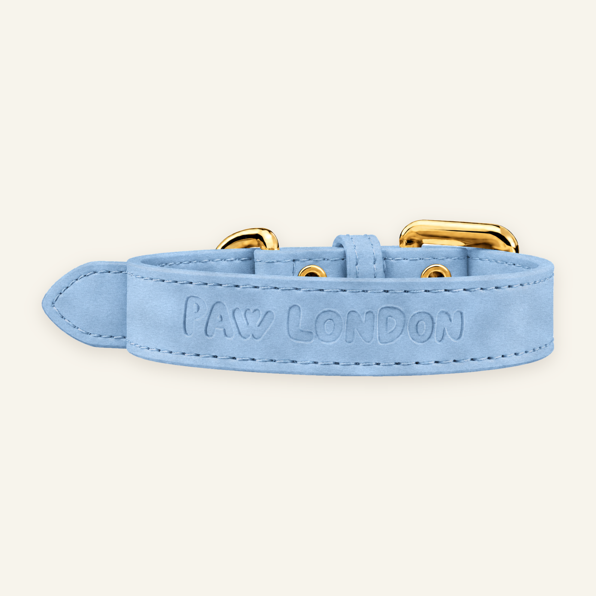 Basic Light dog collar in Sky Blue suede-textured vegan leather