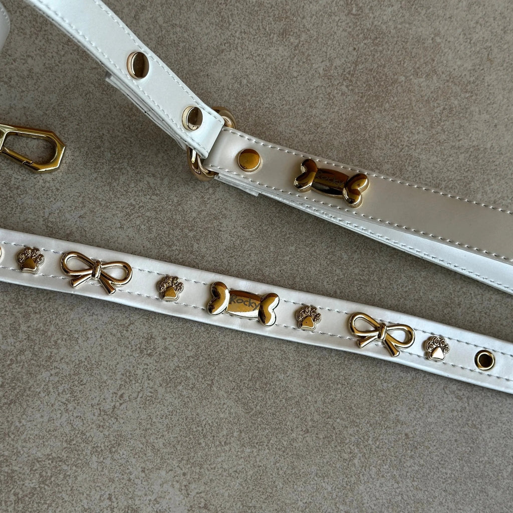 Bow Bone Dog Collar | Cream 🎀 - PAW LONDON