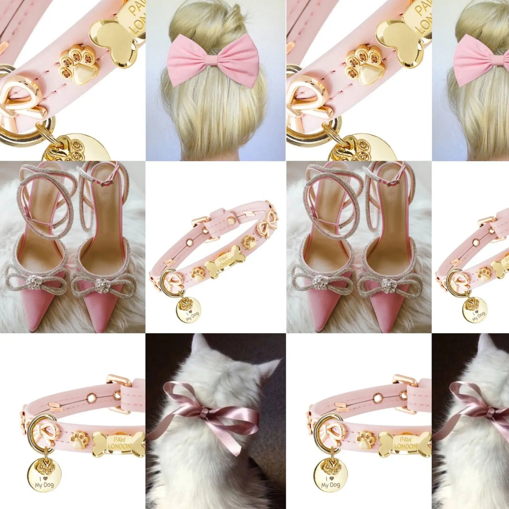 Bow Bone Dog Collar | Pink 🎀 - PAW LONDON
