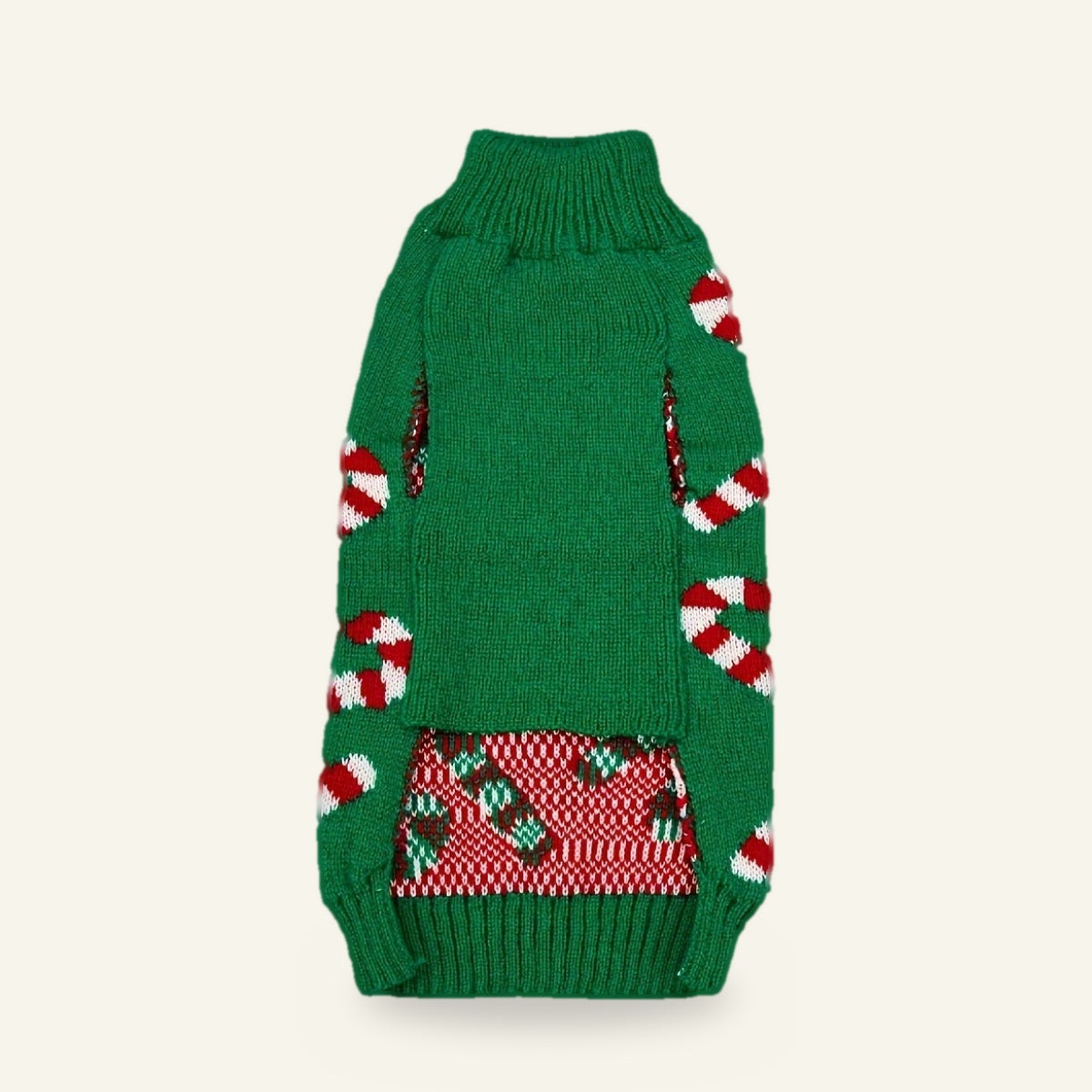 Candy cane dog jumper, underside